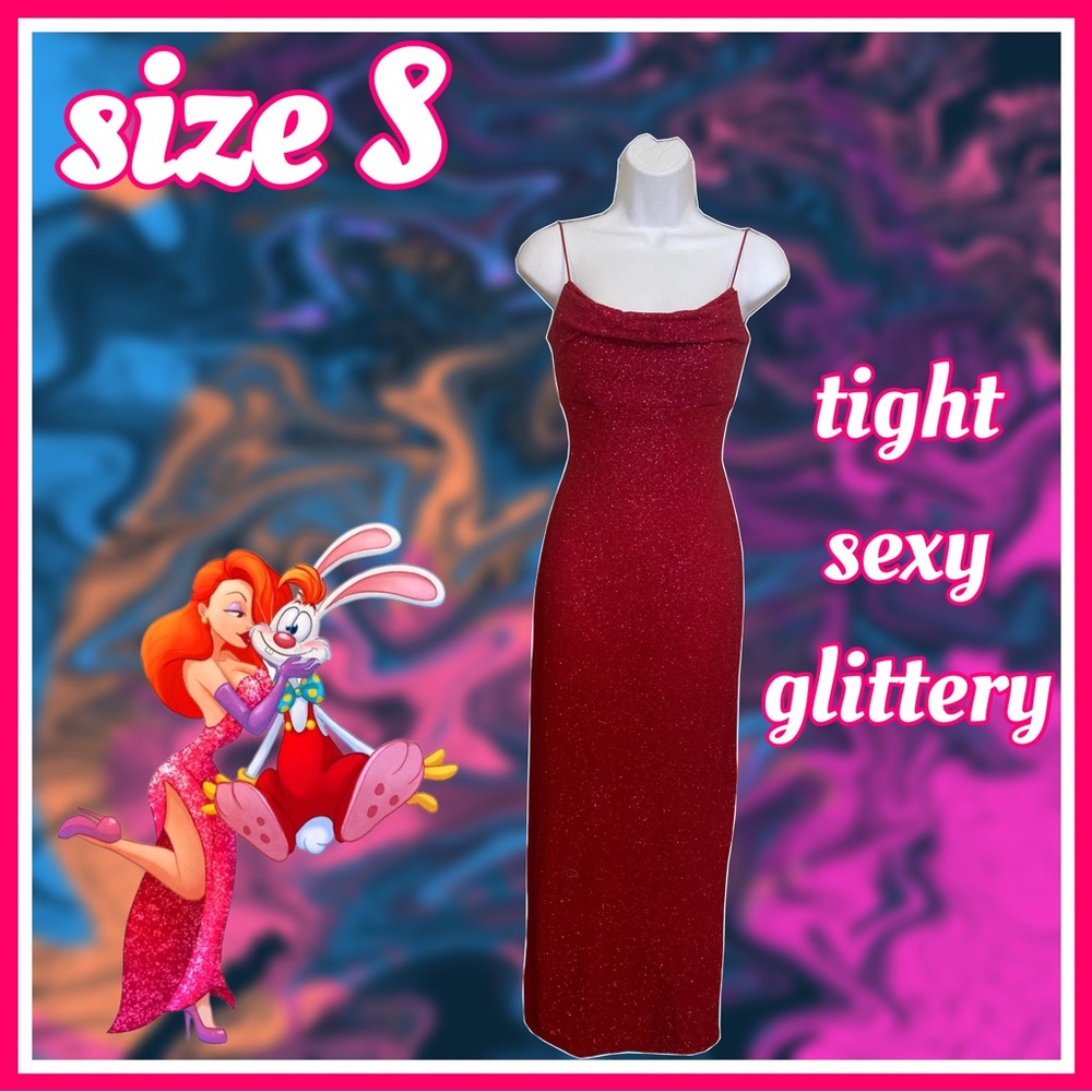 sparkly sexy Jessica rabbit-esque tight hot pink FORMAL/ PROM DRESS size S